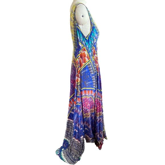 Camilla 100% Silk Swarovski Beaded V-Neck Bright Print Maxi Dress Size Medium/Lg - Picture 5 of 11